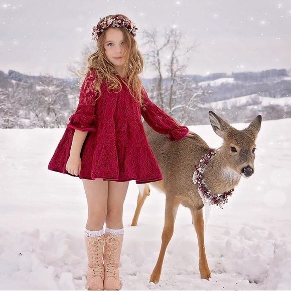 [3T and 5T] Eliza Grace Burgundy Lettie - Picture 2 of 8